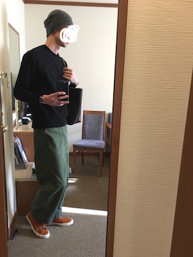 「Paul Smith（ポールスミス）のアイテム（ニットキャップ/ビーニー）」を使った、秋乃楓さん（メンズ・180cm）の秋コーディネート
