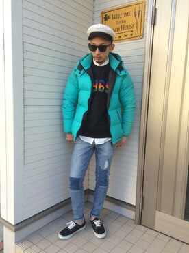 「AZUL by moussy（アズールバイマウジー）のアイテム（ダウンジャケット/コート）」を使った、YS2さん（メンズ・172cm）の冬コーディネート