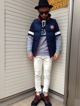 「アイテム（ダウンベスト、その他）」を使った、YS2さん（メンズ・172cm）の秋コーディネート