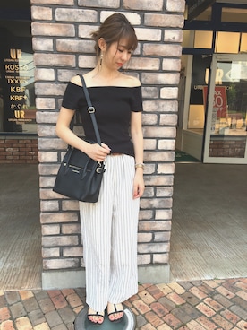 「& chouette（アンドシュエット）のアイテム（バックパック/リュック）」を使った、HONOKAさん（レディース・160cm）の夏コーディネート