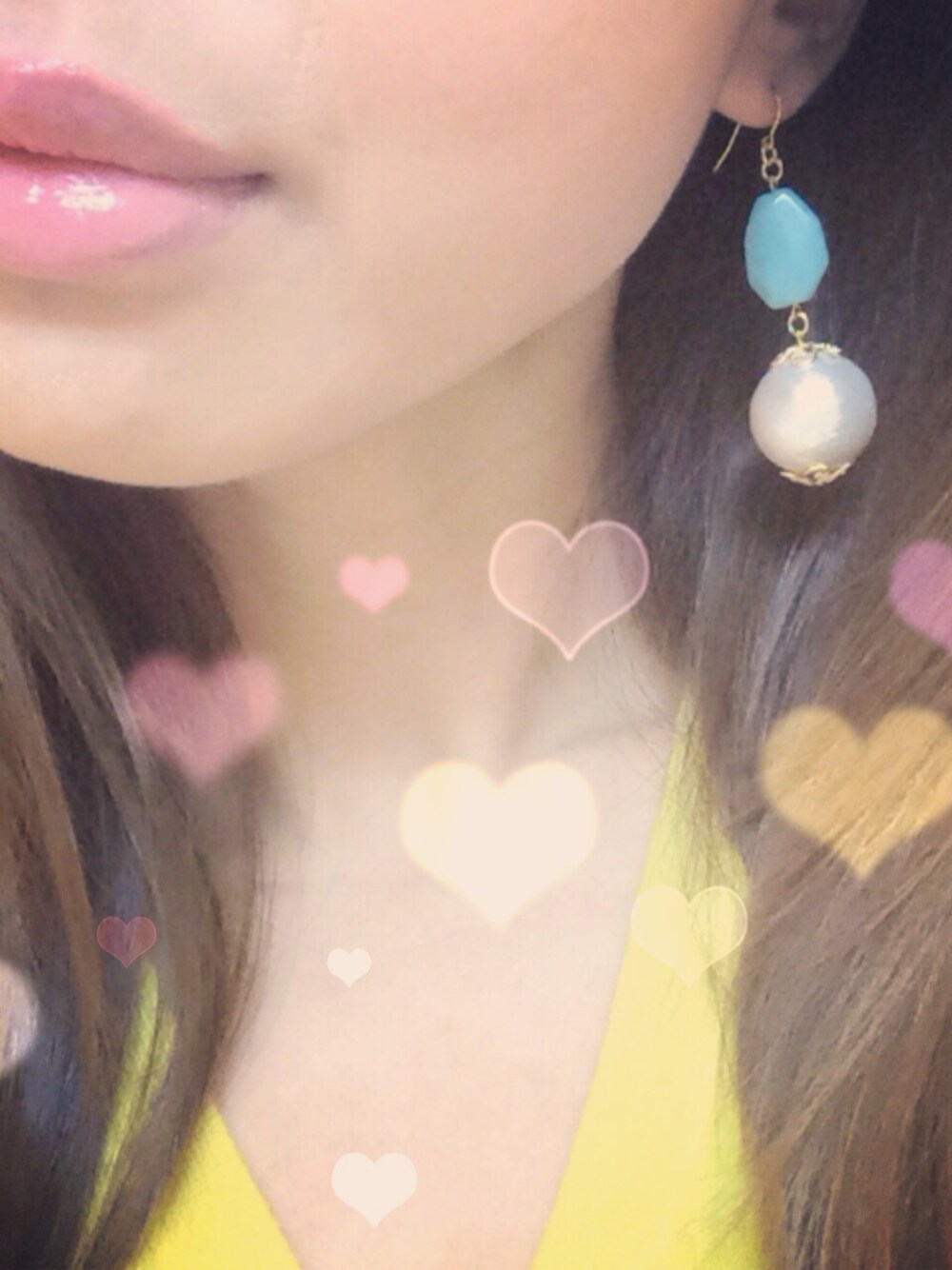 「kujirabijou、ピアス、アクセサリー、イヤリング、コットンパール、ジェイド、jade」｜「kujirabijouのコットンパールjadeピアス
 blue（ピアス（両耳用）、その他）」を使った、kujirabijouさん（レディース・161cm）の夏コーディネートの1枚目の写真