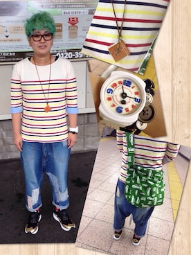 「mercibeaucoup,（メルシーボークー）のアイテム（腕時計）」を使った、まくんさん（メンズ・162cm）の夏コーディネート