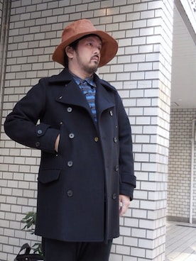「ネルシャツ」｜「アイテム（ピーコート）」を使った、tinyworldさん（メンズ・173cm）の冬コーディネート