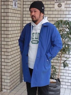 「ニットキャップ」｜「アイテム（ステンカラーコート）」を使った、tinyworldさん（メンズ・173cm）の冬コーディネート