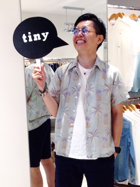 「アイテム（メガネ、ブルー系）」を使った、tinyworldさん（メンズ・175cm）の夏コーディネート