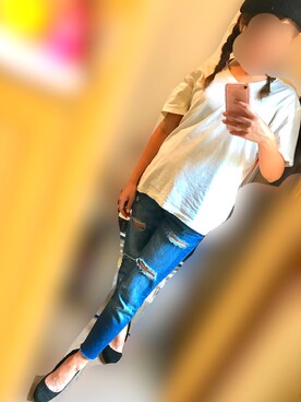 「リメイクデニム」｜「アイテム（パンプス）」を使った、のんさん（レディース・145cm）の秋コーディネート