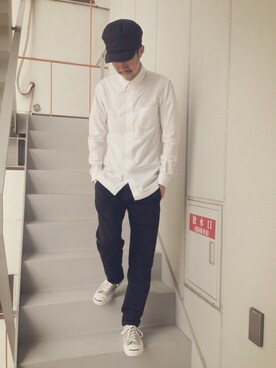 「Addict CONVERSE（アディクト　コンバース）のアイテム」を使った、吉井亨さん（メンズ・178cm）の春コーディネート