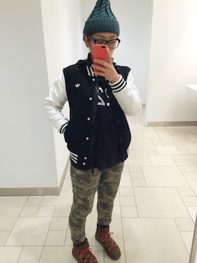 「アイテム（マウンテンパーカー、ブルー系）」を使った、▲aya▽さん（レディース・155cm）の冬コーディネート