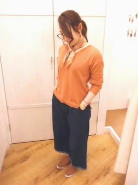 「CHIME（チャイム）のアイテム（パンツ）」を使った、chimeスタッフさん（レディース・158cm）の春コーディネート