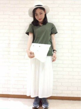 「CHIME（チャイム）のアイテム（帽子）」を使った、chimeスタッフさん（レディース・158cm）の春コーディネート