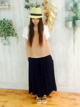 「ガウチョパンツ」｜「アイテム（アンサンブル）」を使った、chimeスタッフさん（レディース・164cm）の春コーディネート