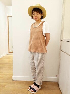 「CHIME（チャイム）のアイテム（アンサンブル）」を使った、chimeスタッフさん（レディース・158cm）の夏コーディネート