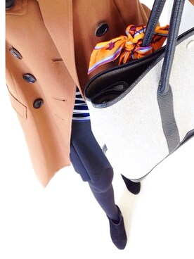 「HERMES」｜「アイテム（ダウンジャケット/コート）」を使った、eriさん（レディース・152cm）の春コーディネート