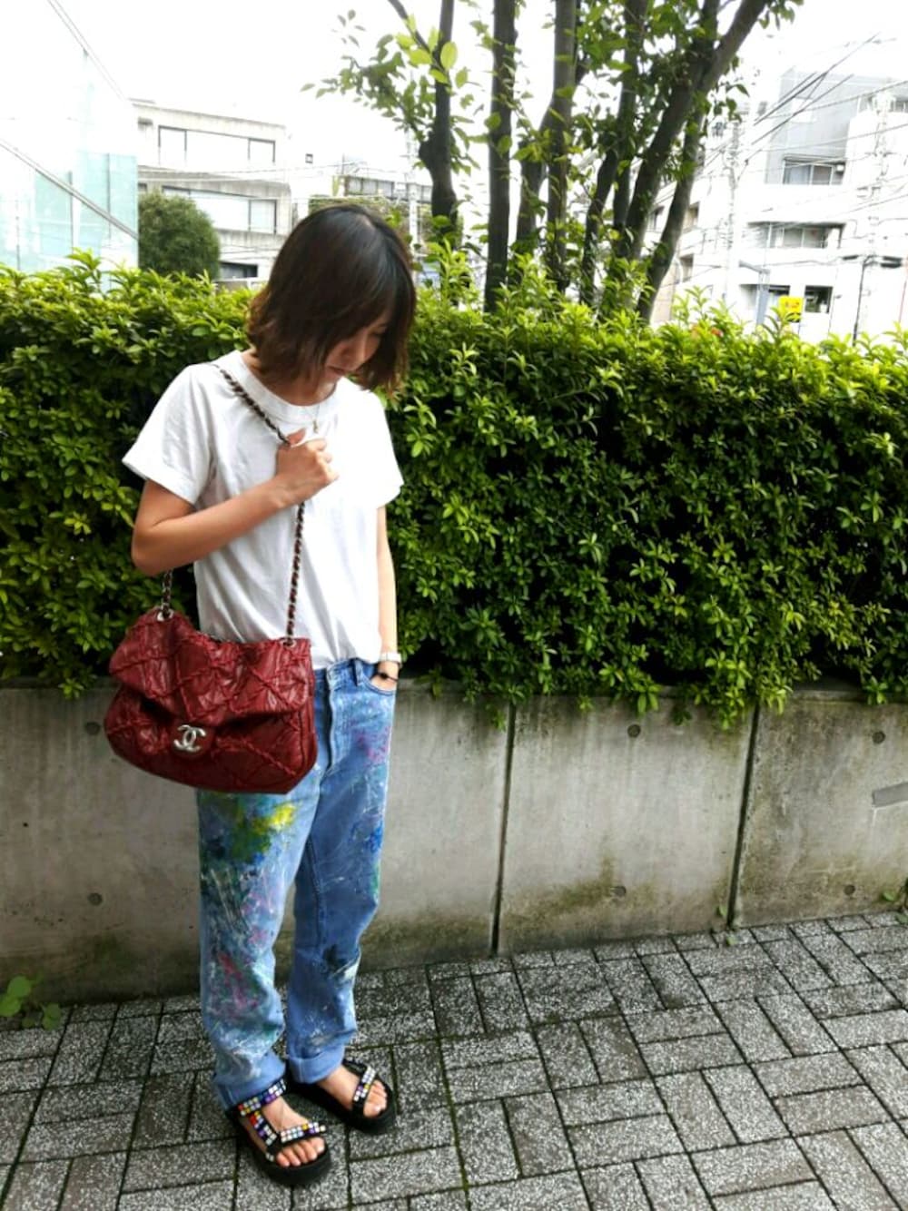 「denim、デニム、jeans、ジーンズ、リーバイス、ヴィンテージリーバイス、リーバイスヴィンテージ、シャネル、chanel、オーシバル」｜「Pippichicのアイテム（サンダル、その他）」を使った、あしゅりーさん（レディース・165cm）の秋コーディネートの1枚目の写真