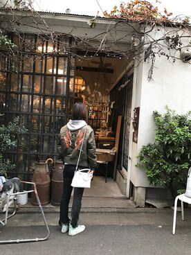 「mame（マメ）のアイテム（ブルゾン）」を使った、あしゅりーさん（レディース・165cm）の秋コーディネート