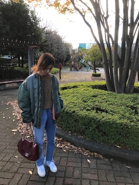 「FACETASM（ファセッタズム）のアイテム（ジャケット/アウター）」を使った、あしゅりーさん（レディース・165cm）の秋コーディネート