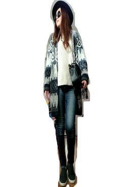 「カウチンセーター」｜「アイテム（アクセサリー）」を使った、na-lanさん（レディース・170cm）の秋コーディネート