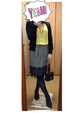 「Soareak（ソアリーク）のアイテム（スカート）」を使った、ミエさん（レディース・154cm）の秋コーディネート