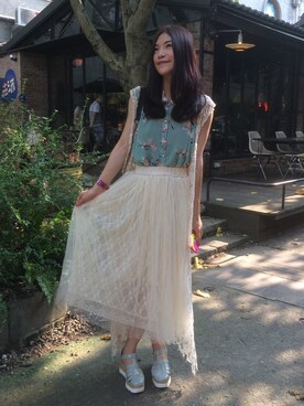 「アイテム（アナログ腕時計、ピンク系）」を使った、double Mさん（レディース・161cm）の秋コーディネート