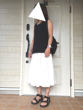「UNIQLO（ユニクロ）のアイテム（スカート、ホワイト系）」を使った、Hiroko Fさん（レディース・156cm）の夏コーディネート