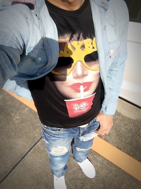 「アイテム（トップス）」を使った、hiro(⁎⁍̴̆Ɛ⁍̴̆⁎)さん（メンズ・177cm）の春コーディネート