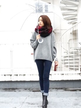 「STYLE DELI（スタイルデリ）のアイテム（パンツ）」を使った、Rieさん（レディース・158cm）の冬コーディネート