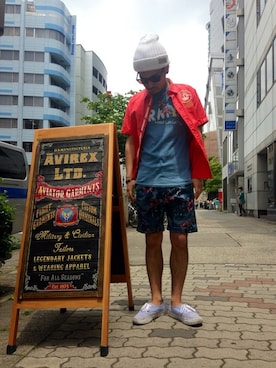 「TYPE BLUE（タイプブルー）のアイテム（Tシャツ/カットソー）」を使った、Urusidairaさん（メンズ・166cm）の春コーディネート