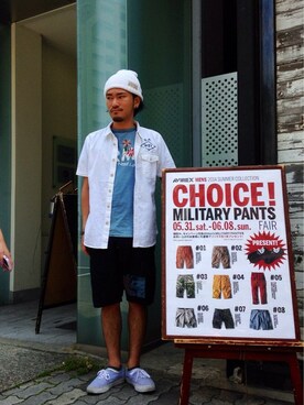 「TYPE BLUE（タイプブルー）のアイテム（Tシャツ/カットソー）」を使った、Urusidairaさん（メンズ・166cm）の春コーディネート