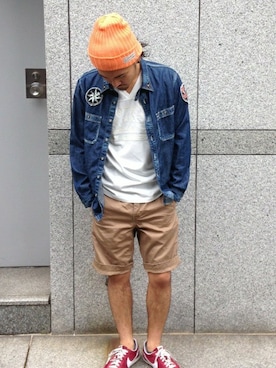 「TYPE BLUE（タイプブルー）のアイテム（Tシャツ/カットソー）」を使った、Urusidairaさん（メンズ・166cm）の夏コーディネート