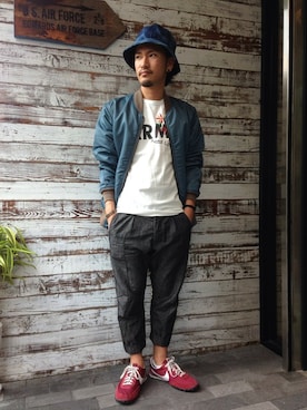 「TYPE BLUE（タイプブルー）のアイテム（Tシャツ/カットソー）」を使った、Urusidairaさん（メンズ・166cm）の夏コーディネート