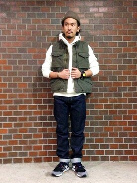 「TYPE BLUE（タイプブルー）のアイテム（ベスト）」を使った、Urusidairaさん（メンズ・166cm）の秋コーディネート