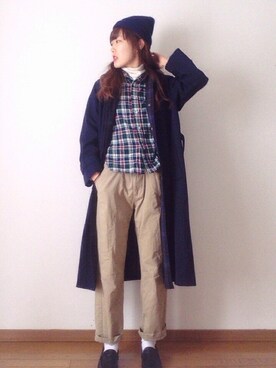 「アイテム（ステンカラーコート）」を使った、くぼたれんさん（レディース・166cm・10代）の冬コーディネート