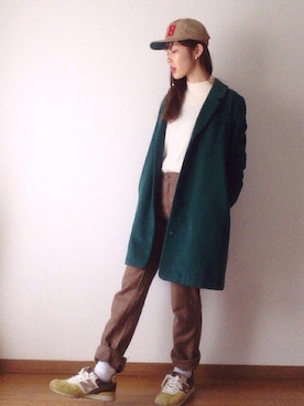 「chambre de charme（シャンブルドゥシャーム）のアイテム（チェスターコート）」を使った、くぼたれんさん（レディース・166cm）の冬コーディネート