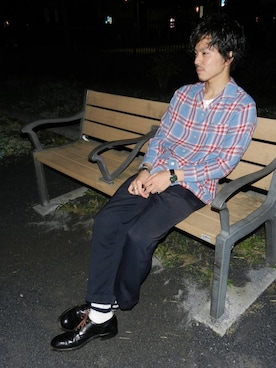 「アイテム（バングル/リストバンド）」を使った、RYOJI IWAKIさん（メンズ・163cm・20代）の秋コーディネート