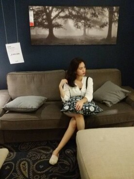 「アイテム（アクセサリー、パープル系）」を使った、donna marinaさん（レディース・158cm）の冬コーディネート