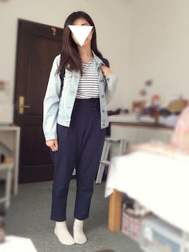 「ベンデイビス」｜「アイテム（デニムジャケット）」を使った、mina＊さん（レディース・156cm）の春コーディネート