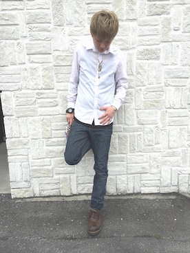 「Dior homme（ディオールオム）のアイテム（デニムパンツ、ブルー系）」を使った、たけちぇる！さん（メンズ・178cm）の春コーディネート