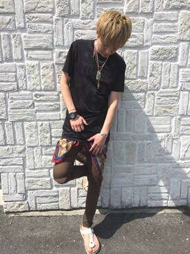 「goro's（ゴローズ）のアイテム（ネックレス、シルバー系）」を使った、たけちぇる！さん（メンズ・178cm）の春コーディネート