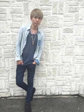 「goro's（ゴローズ）のアイテム（ネックレス、シルバー系）」を使った、たけちぇる！さん（メンズ・178cm）の夏コーディネート