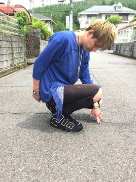 「NIKE（ナイキ）のアイテム（スニーカー、ブラック系）」を使った、たけちぇる！さん（メンズ・178cm）の夏コーディネート