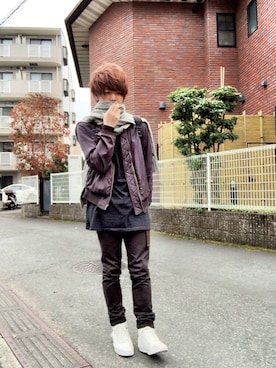 「LAD MUSICIAN（ラッドミュージシャン）のアイテム（ナイロンジャケット）」を使った、みーや🐻さん（メンズ・172cm）の冬コーディネート