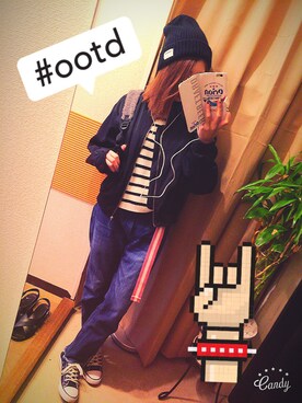 「GOGOSING（ゴゴシング）のアイテム（ナイロンジャケット）」を使った、shiiiさん（レディース・157cm）の秋コーディネート