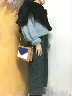 「initial（イニシャル）のアイテム（ニット/セーター）」を使った、Elenaさん（レディース・160cm）の冬コーディネート