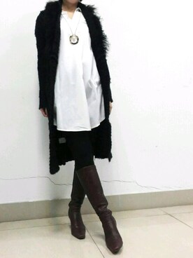 「AS KNOW AS plus（アズノゥアズプラス）のアイテム（その他アウター）」を使った、Elenaさん（レディース・160cm）の冬コーディネート