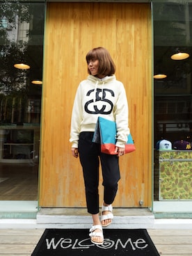 「stussy」｜StussyTaiwanさん（レディース・163cm）の冬コーディネート