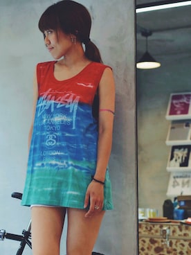 「stussy」｜StussyTaiwanさん（レディース・162cm）の夏コーディネート