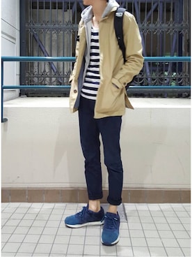 「アイテム（ステンカラーコート）」を使った、Lさん（メンズ・182cm・10代）の春コーディネート