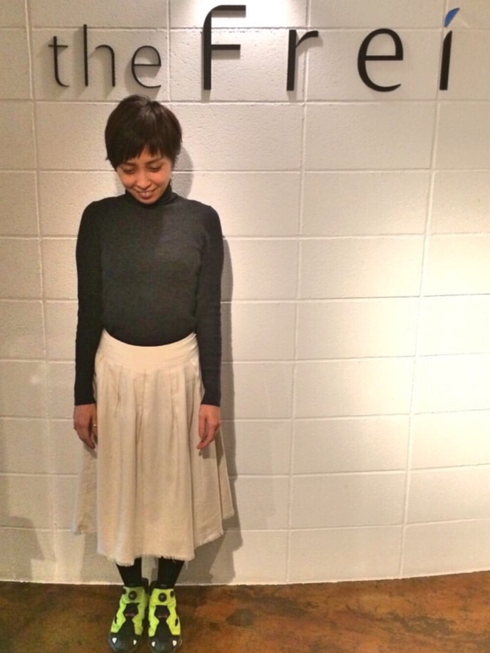 「ポンプフューリー、リーボック(Reebok)、タートルネック」｜「Reebokのアイテム（スニーカー、その他）」を使った、fuyukaさん（レディース・158cm）の秋コーディネートの1枚目の写真