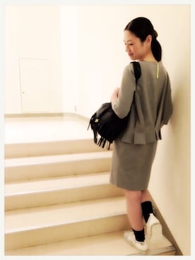 「長袖ワンピース」｜「アイテム（シューズ）」を使った、maeさん（レディース・158cm）の冬コーディネート
