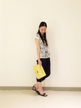 「イエローバッグ」｜「アイテム（サンダル）」を使った、maeさん（レディース・158cm）の夏コーディネート
